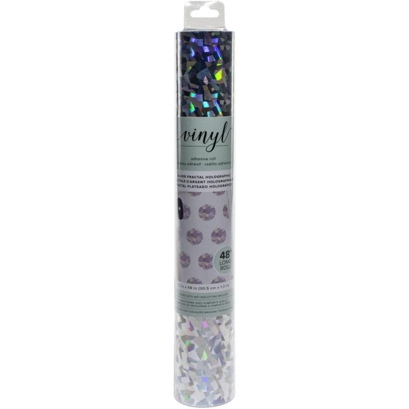 American Crafts Holographic Adhesive Vinyl Roll 12"X24" Silver Fractal