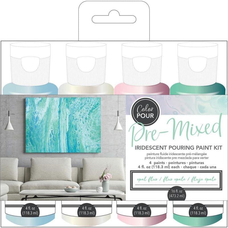 American Crafts Color Pour Pre-Mixed Paint Kit 4/Pkg Opal Flux
